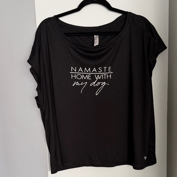 Yogasmoga Tops - Namaste Home With My Dog Graphic Tee - Black Size XL